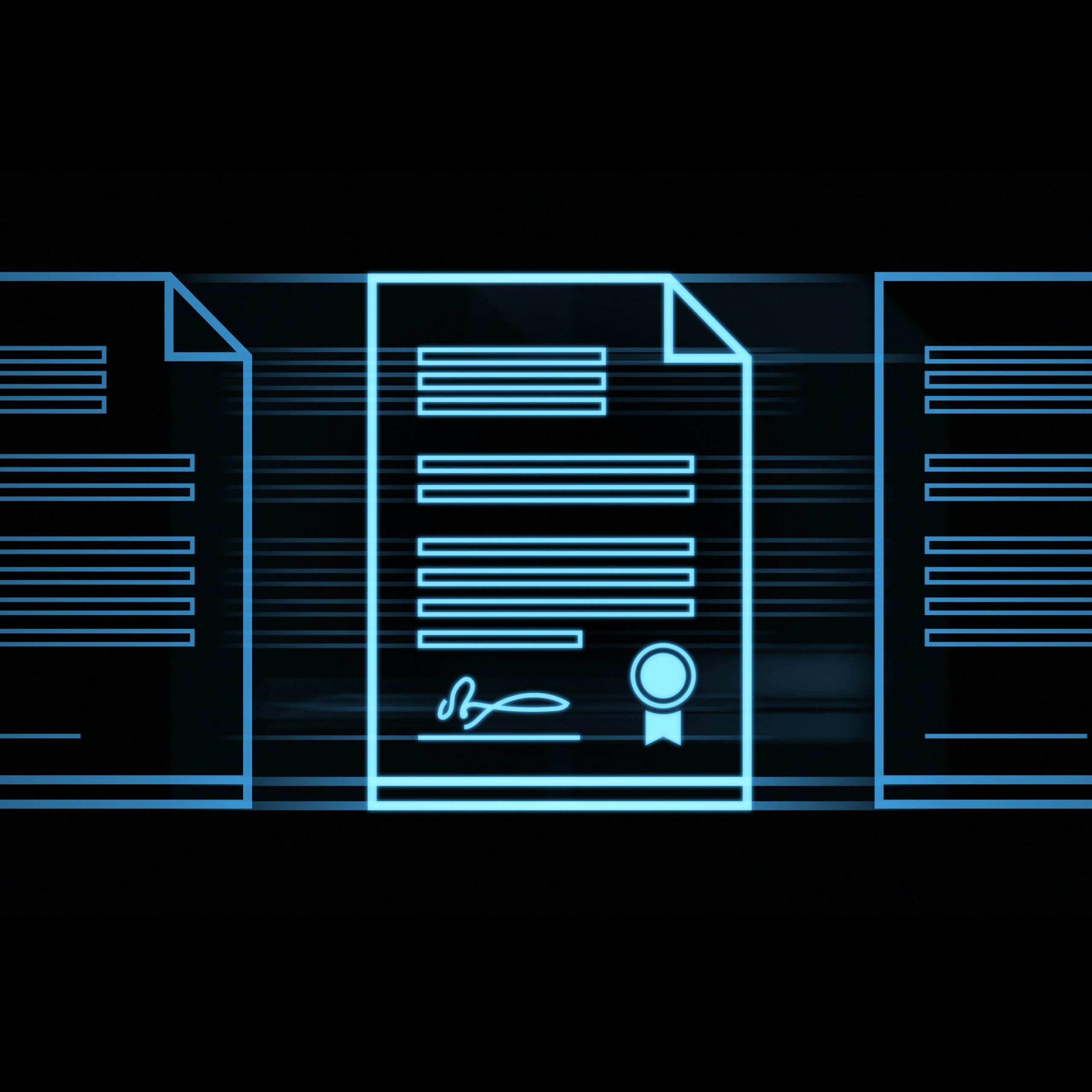 Abstract Recycle sign form lines and triangles, point connecting network on blue background.